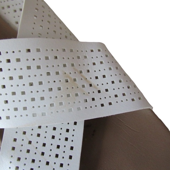 Skechers Pier Ave Wedge Sandals 9 White Strappy Perforated Luxe Foam Comfort - Picture 6 of 11